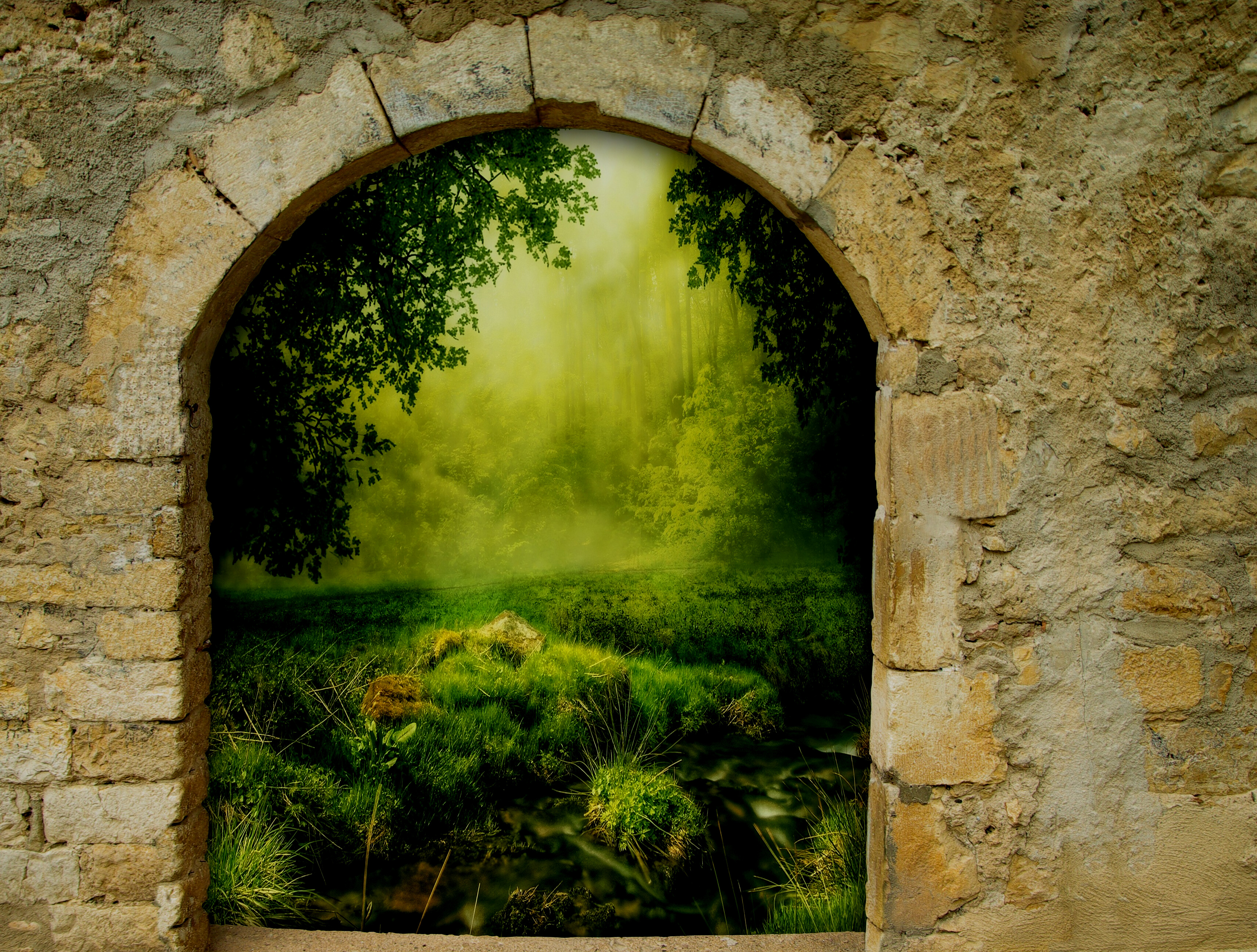 Stone Gate In Fantasy Garden